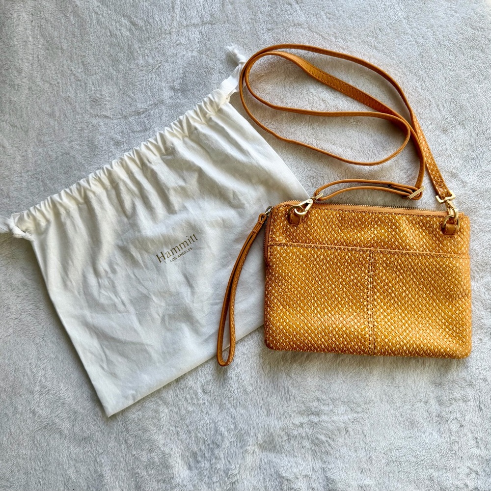 Hammitt Nash Apricot Tan Textured Wrislet/Crossbody with Dust Bag